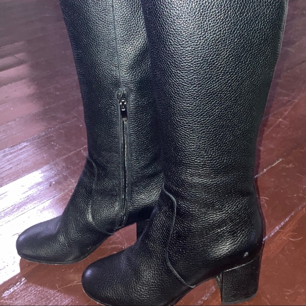 Over the knee black leather boots